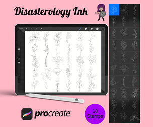 Floral Flower Set 3 Procreate Brush Stamps, 30 Floral Stamps