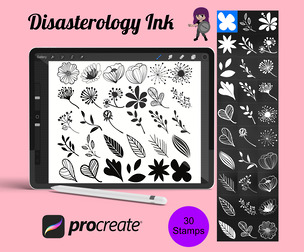 Floral Flower Set 4 Procreate Brush Stamps, 30 Floral Stamps