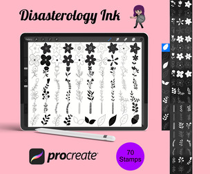 Floral Flower Set 5 Procreate Brush Stamps, 70 Floral Stamps