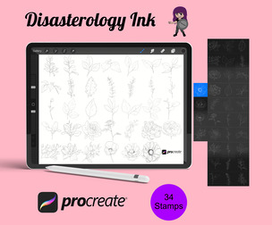 Floral Flower Set 6 Procreate Brush Stamps, 34 Floral Stamps