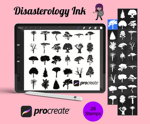 Tree Silhouette Set 1 Procreate Brush Stamps, 28 Trees
