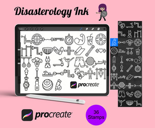 Gym & Fitness Icons Set 1 Procreate Brush Stamps, 36 Gym Icons