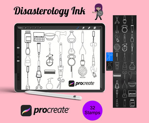 Make Up Cosmetics Set 1 Procreate Brush Stamps, 32 Cosmetic Icons