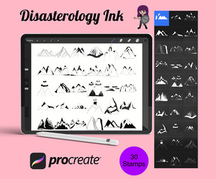 Mountain Range Set 1 Procreate Brush Stamps, 30 Mountains
