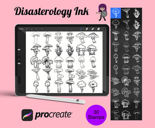 Mushrooms Set 1 Procreate Brush Stamps, 30 Mushrooms