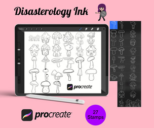 Mushrooms Set 2 Procreate Brush Stamps, 27 Mushrooms