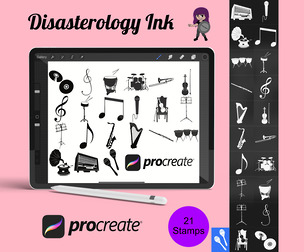 Music Icons Set 1 Procreate Brush Stamps, 21 Music Icons