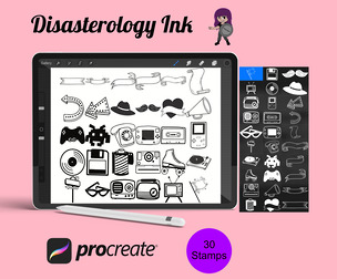 Retro Elements Set 1 Procreate Brush Stamps, 30 Retro Icons