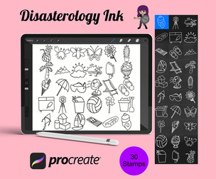 Summer Elements Set 1 Procreate Brush Stamps, 30 Summer Stamps