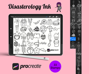 Summer Elements Set 2 Procreate Brush Stamps, 33 Summer Stamps
