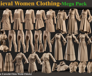 42 Medieval Women Clothing-zprj-fbx