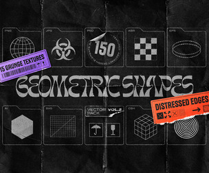 150 Geometric Shapes With Distressed Edges