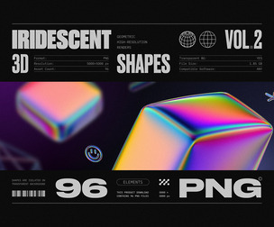Iridescent Geometric 3D Shapes Pack Vol.2