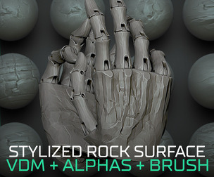 Stylized Rock Surface - 30 ZBrush VDMs + alphas + bonus brush