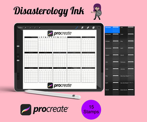 Undated Calendar Planner Set 1 Procreate Brush Stamps, 15 Stamps