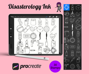 Virus Medical Icons Set 1 Procreate Brush Stamps, 30 Icons
