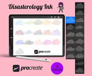Watercolour Clouds Set 1 Procreate Brush Stamps, 16 Clouds