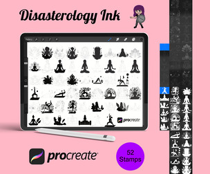Yoga Fitness Poses Outlines & Silhouettes Set 1 Procreate Brush Stamps, 52 Yoga Poses