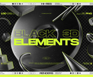 130 Black 3D Elements Collection Vol.1