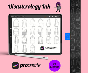 Backpack Bag Clothing Set 1 Procreate Brush Stamps, 21 Bags