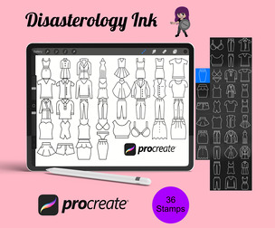 Clothing Fashion Icon Outlines Set 2 Procreate Brush Stamps, 36 Clothing Icons