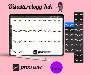 Facial Eyebrows Portrait Builder Procreate Brush Stamps, 16 Eyebrows