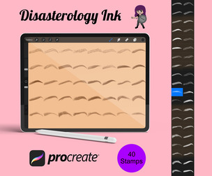 Facial Eyebrows Portrait Builder Procreate Brush Stamps Set 4, 40 Eyebrows