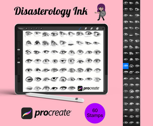 Facial Eyes Set 2 Procreate Brush Stamps, 60 Eyes
