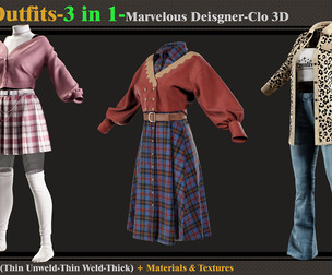 3 in 1 Girls Outfits- Models+Materials