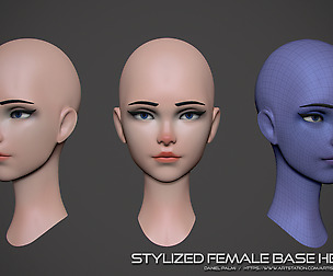 Stylized Female Head Base Mesh - zBrush