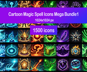 Cartoon Magic Spell Icons Mega Bundle1