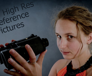 PRC149 - This natural beauty poses in an orange dress with binoculars and a suitcase