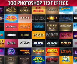 100 Premium Photoshop Text Effects PSD, 3D Layer styles