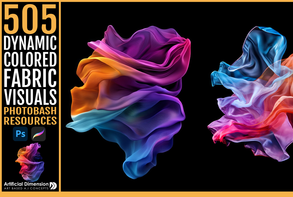 505 Dynamic colored fabric Visuals for Photobashing