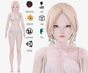 Lingerie clothes 0009 - Rigged -Unreal - Unity - Blender - Animated - Realistic Female Character