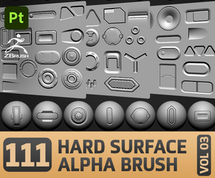 111 Hard Surface Alpha Brush 4K Alphaand Zbrush Brush VOL03