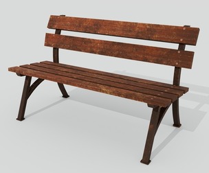 Wooden bench red old