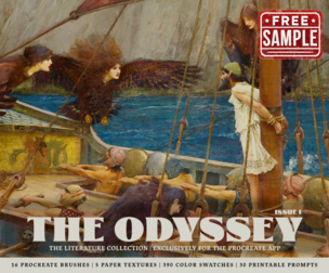 Free Sample - The Odyssey Procreate Kit (Procreate Brushes, Color Palettes & Paper Textures)