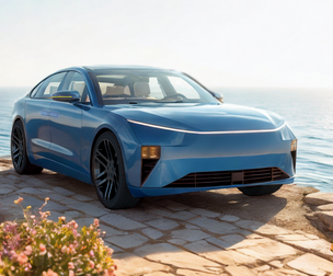 Electric Sedan blue