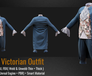 Men's Victorian Outfit (VOL.01). Marvelous Designer/OBJ,FBX+4K Textures(PBR+Smart Material)