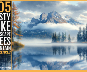 505 Misty Lake Landscape with Trees and Mountain
