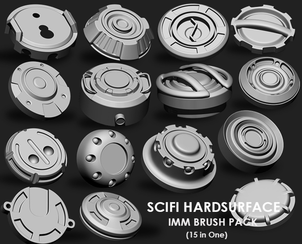 SciFi Hardsurface IMM Brush Pack (15 in One)