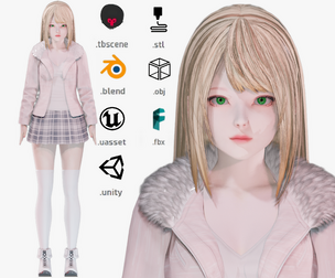 Casual clothes 0019 - Rig - Unreal - Unity - Blender - Animated - Realistic Female Character