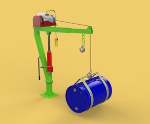SWIVEL LIFTING CRANE ELECTRIC WINCH HOIST JIB STEEL DRUM BARREL