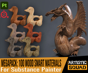 Megapack 100 Wood smart materials for Substance Painter