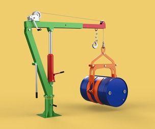 HAND WINCH CRANE HOIST DRUM BARREL LIFTER LIFTING CLAMP GRAB JIB