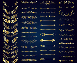 Elegant Gold Decorative Calligraphic Design , Ornament Elements, EPS File