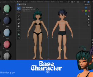 Anime characters Base mesh low polygs
