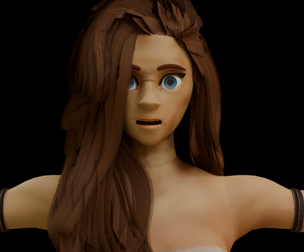 Female Blender Character with low poly hair cards - Tura