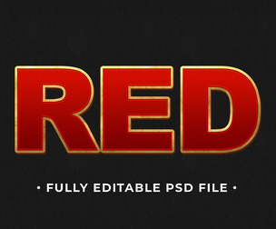 RED PSD fully editable text effect. Layer style PSD mockup template.